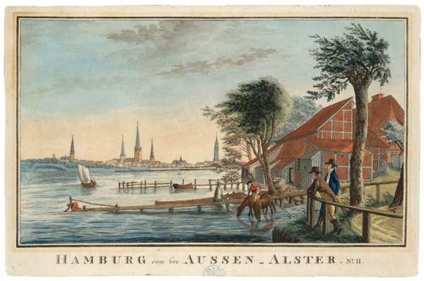 Hamburg von der Aussen-Alster : No. II. - [S.l.], [ca. 1820]. - 1 Bl. : kolor. Kupferst.