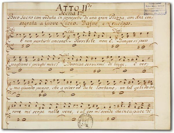 J. A. Hasse: Attilio Regolo, D-Hs, ND VI 2931, Bd. 2, fol. 1v J. A. Hasse: Attilio Regolo, D-Hs, ND VI 2931, Bd. 2, fol. 1v