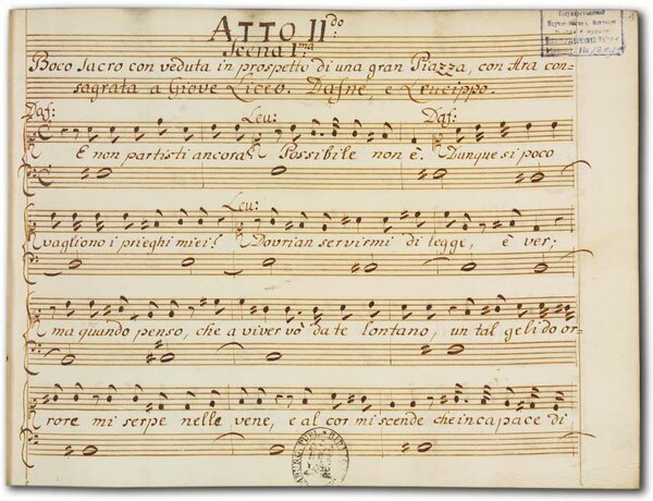 J. A. Hasse: Attilio Regolo, D-Hs, ND VI 2931, Bd. 2, fol. 1v