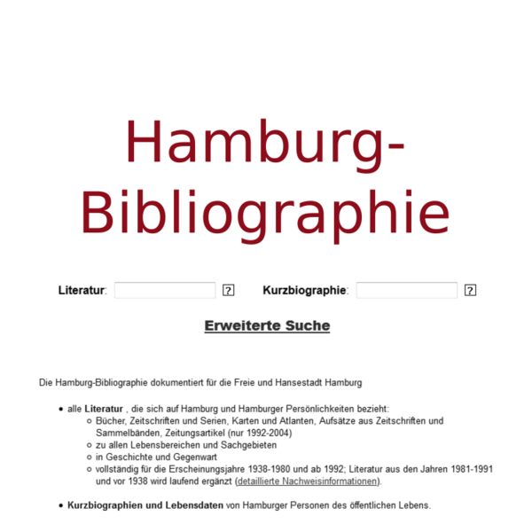 Erweiterung der Hamburg-Bibliographie