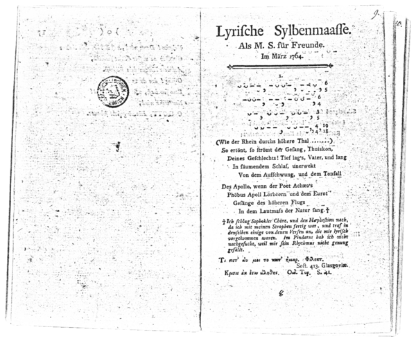 Lyrische Silbenmasse, Friedrich Gottlieb Klopstock, IV