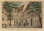 Bibliotheksgebäude von 1745, von der Seite des Plans, Stich um 1840