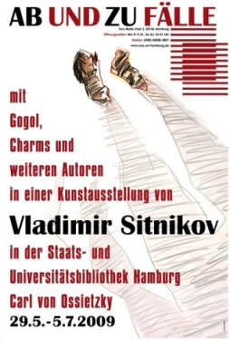 Ab und zu Fälle mit Gogol, Charms und weiteren Autoren in einer Kunstausstellung von Vladimir Sitnikov